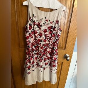Loft cream and red floral dress. Size 8